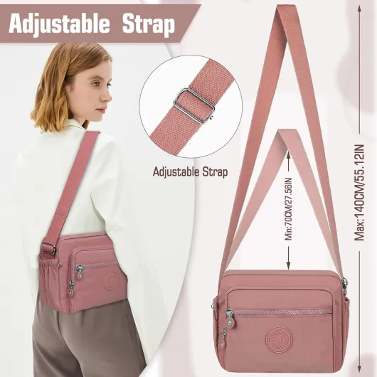 NEWIROVE Sac Bandoulière Femme Décontracté Moyen - Sacoche Besace Légère Pour Le Shopping, Le Travail et Les Voyages, Rose A-rose