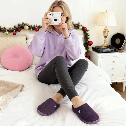 VeraCosy Chaussons confortables à deux tons pour femmes 38/39 EU Lilas du Soir