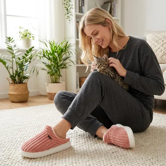 Chaussons Femme Hiver Chaud Pantoufles Homme Fourrés Confortable Mousses à Mémoire Automne Légères et respirantes Antidérapantes Intérieur/Extérieur 38/39.5 EU Rose