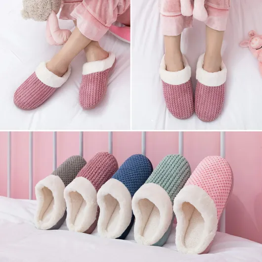 Chaussons Doublées en Peluche Femme Anti-dérapant À Mémoire D'intérieur Hiver Confort Chauds Accueil Pantoufles, Noir, 36/37 EU 40/41 EU Mauve