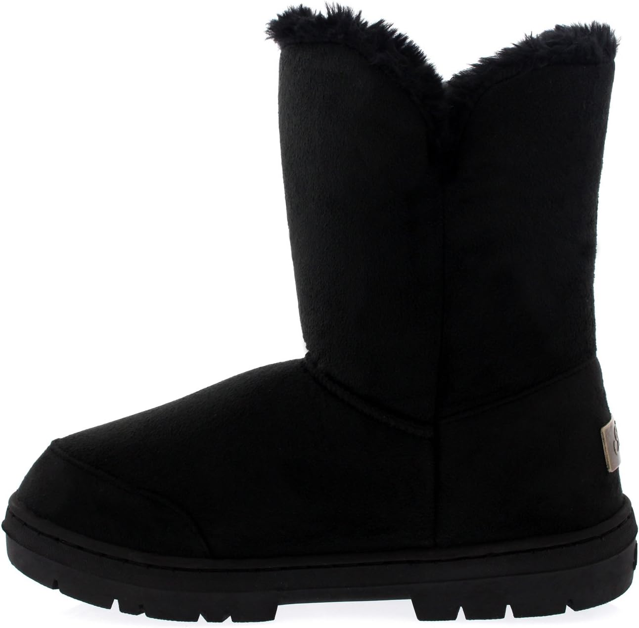 Femmes Bouton Double Fourrure Entièrement Doublé Étanche Hiver Neige Bottes 39 EU Noir