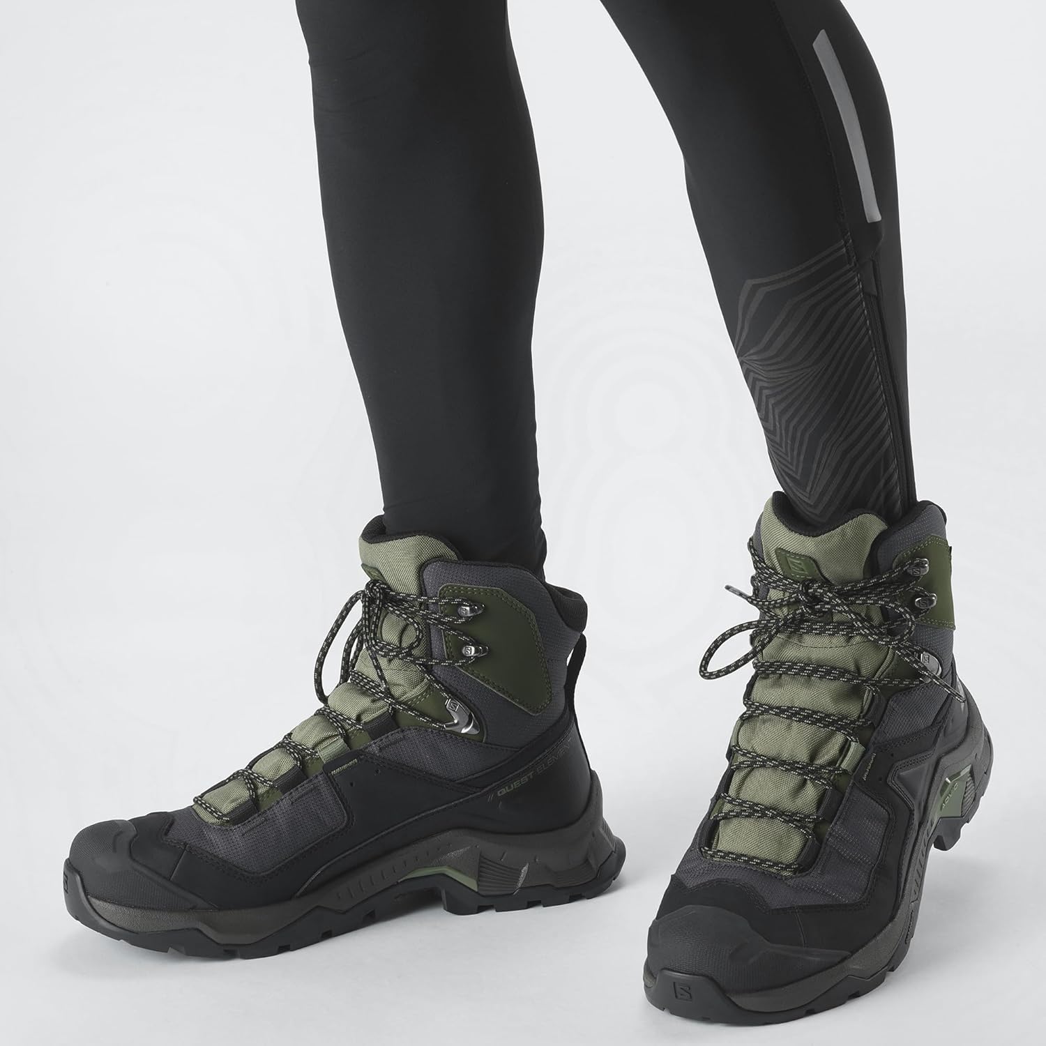 Quest Element Gore-Tex Chaussures Imperméables d'extérieur pour Homme Style sportif Stabilité tout-terrain Fonctionnalités outdoor indispensables Black Deep Lichen Green Olive Night 49 1/3 EU Bottes de randonnée