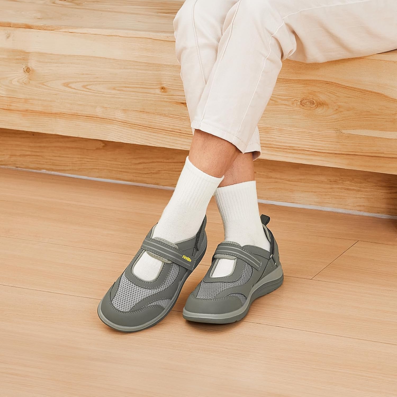 Chaussures pour Femmes à Pieds Larges Chaussures de Marche Confortables et Respirantes Sandales avec Soutien de la Voûte Plantaire 39 EU Large Vert